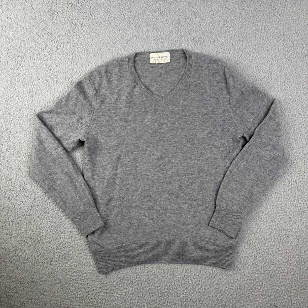 Denim & Supply Ralph Lauren Wool/Cashmere Blend V Neck Gray Sweater Men's Sz M